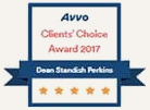 Avvo clients' choice award 2017 Dean Standish Perkins Five stars